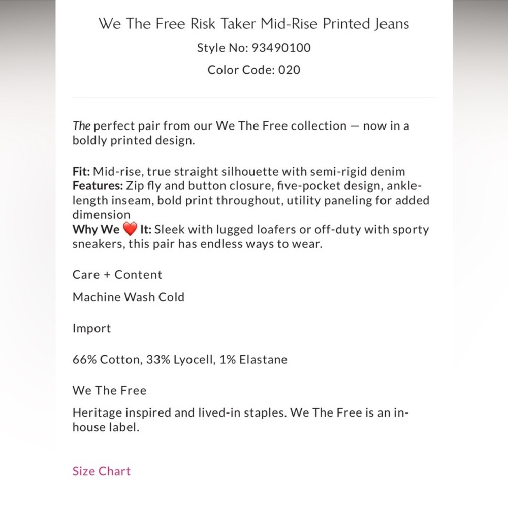 FREE PEOPLE We The Free Risk Taker High Rise Straight Leg Jeans Cow Print - Picture 10 of 11